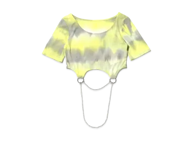 atmos pink x RIEHATA Pink Tie Dye Chain Cropped Tops "Yellow"