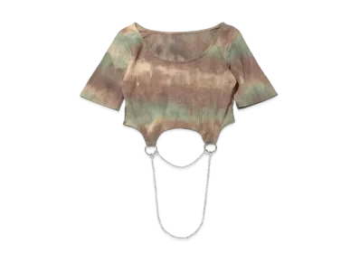atmos pink x RIEHATA Pink Tie Dye Chain Cropped Tops "Brown"