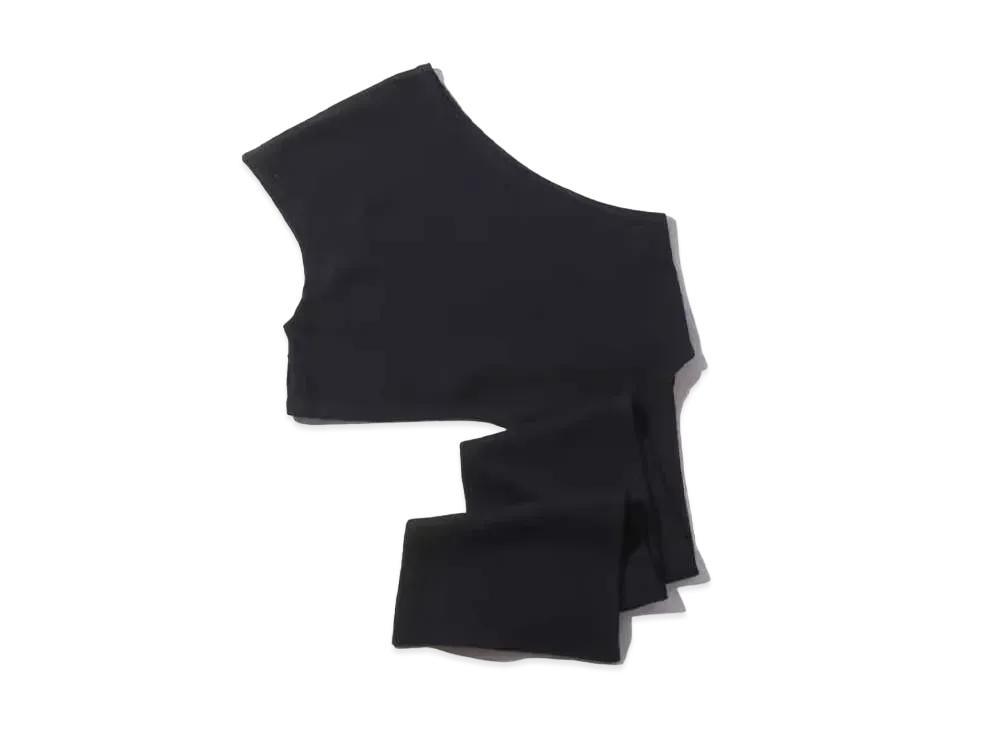 atmos pink One-Shoulder Waist-Mark Tops "Black"