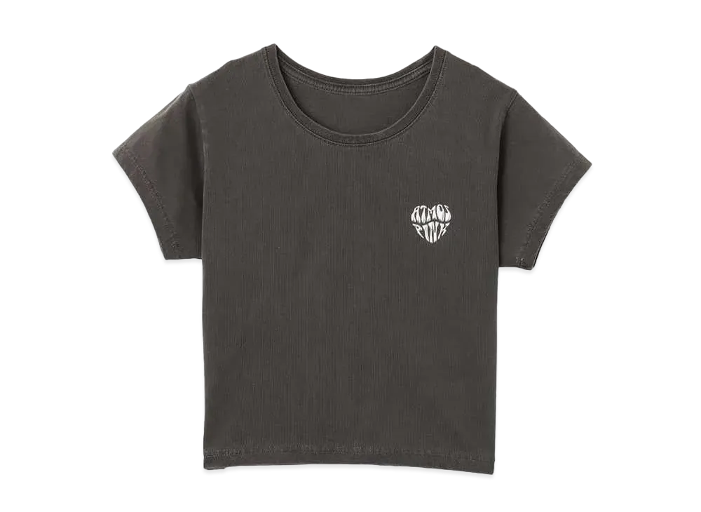 atmos pink Metalic Print Heart Logo Vintage T-shirt "Black"