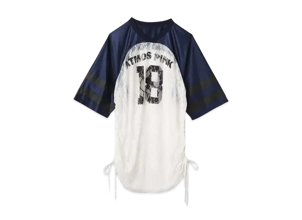 atmos pink Lace Docking T-Shirt "Navy"