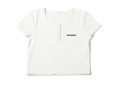 atmos pink Henley Neck Short T "White"