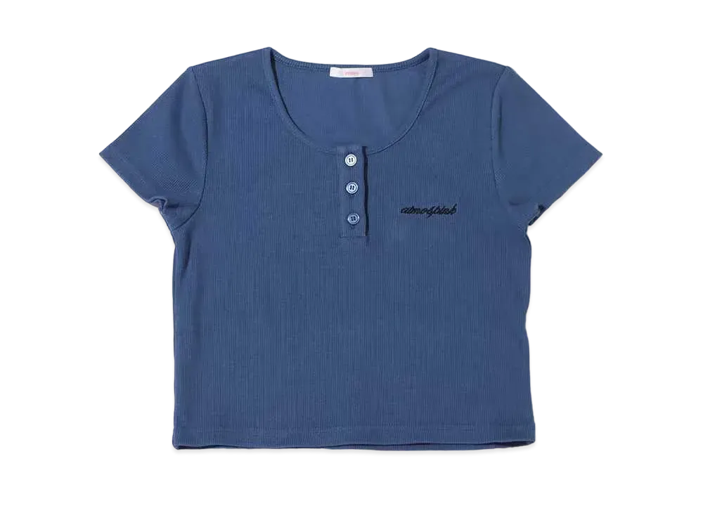 atmos pink Henley Neck Short T "Blue"