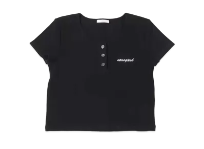 atmos pink Henley Neck Short T "Black"