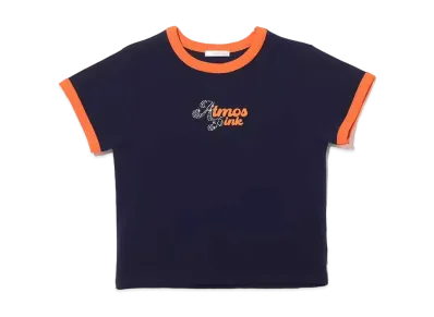 atmos pink Rhinestone Ringer T "Navy"