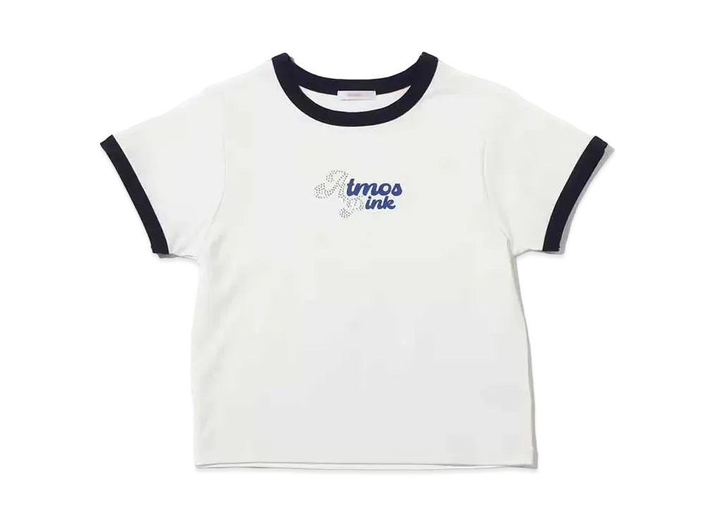 atmos pink Rhinestone Ringer T "White"