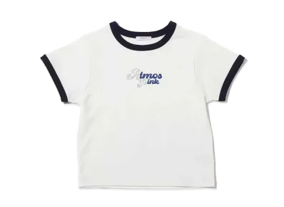 atmos pink Rhinestone Ringer T "White"