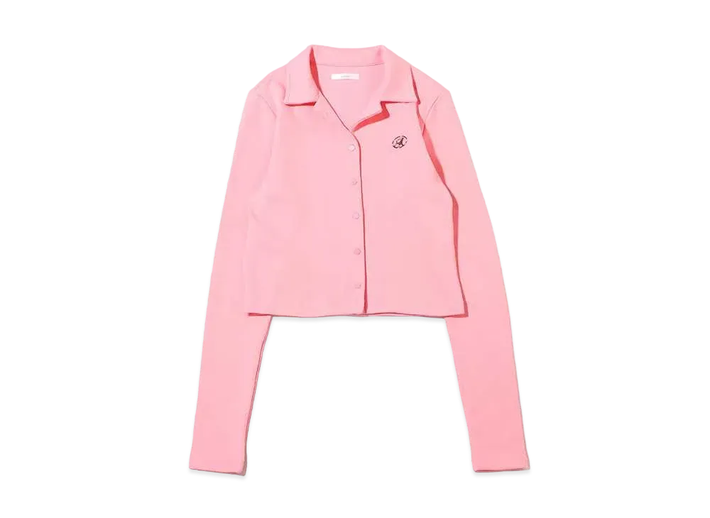 atmos pink Front Button Open Collar Tops "Pink"