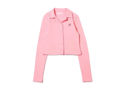 atmos pink Front Button Open Collar Tops "Pink"