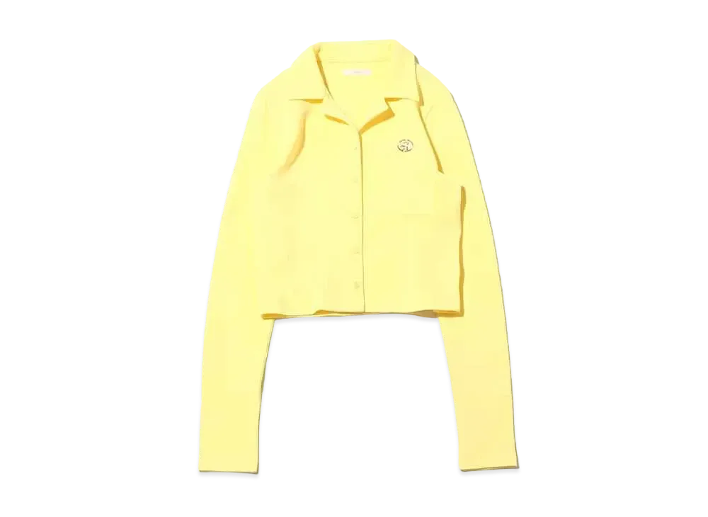 atmos pink Front Button Open Collar Tops "Yellow"