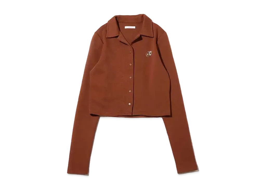 atmos pink Front Button Open Collar Tops "Brown"