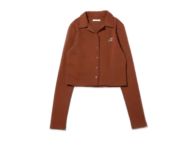 atmos pink Front Button Open Collar Tops "Brown"