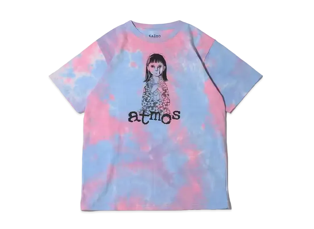 atmos pink x Kazuo Umezu Beautiful Girl Baptism Tie Dye T-Shirt "Blue"
