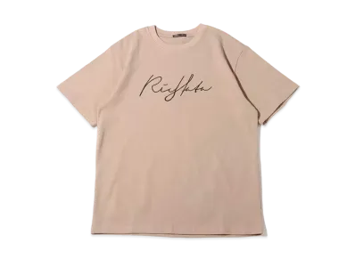 atmos pink x Riehata Logo Embroidery Big T-Shirt "Beige"