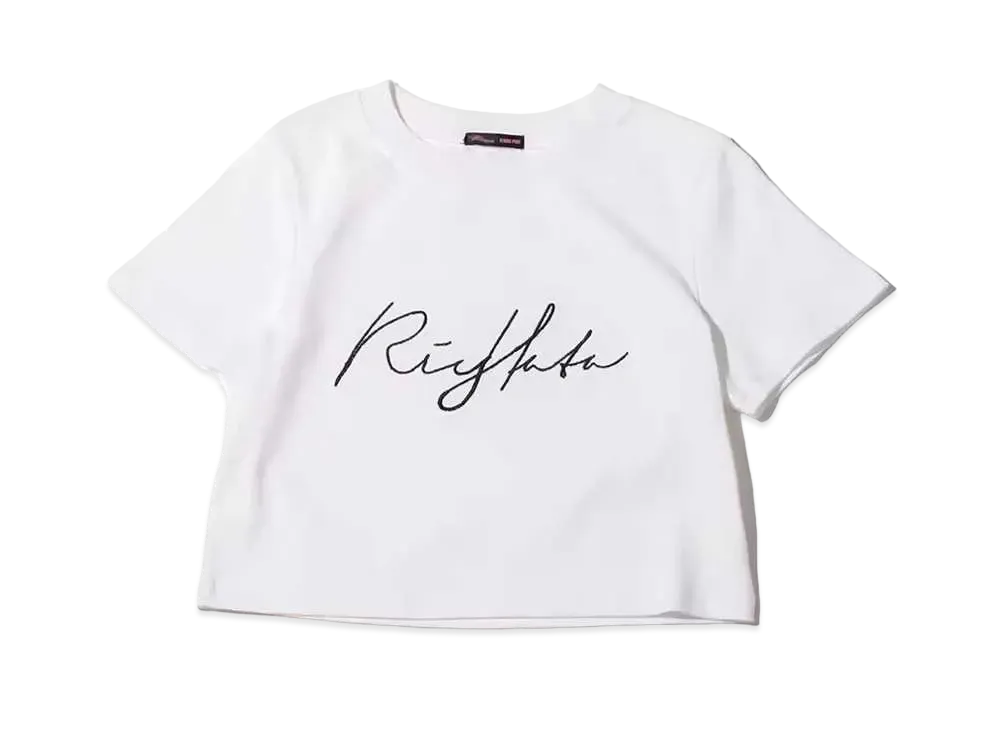 atmos pink x Riehata Logo Embroidery Cropped T-Shirt "White"