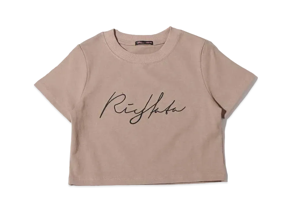 atmos pink x Riehata Logo Embroidery Cropped T-Shirt "Beige"