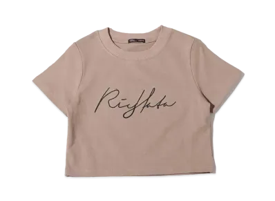 atmos pink x Riehata Logo Embroidery Cropped T-Shirt "Beige"