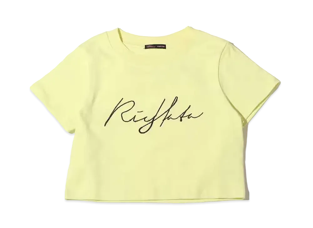 atmos pink x Riehata Logo Embroidery Cropped T-Shirt "Yellow"