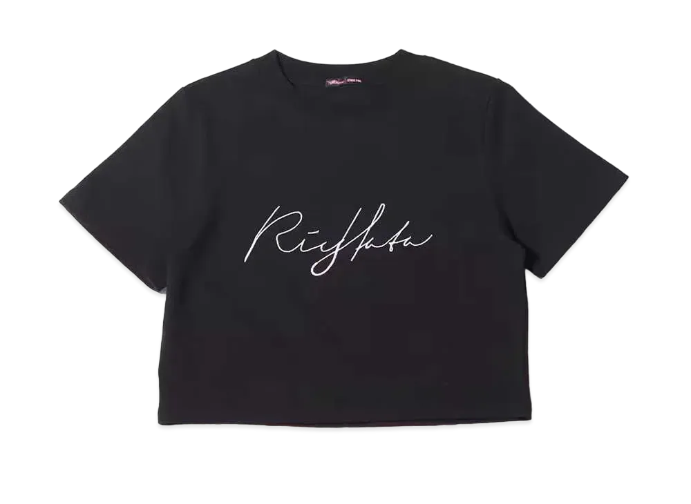 atmos pink x Riehata Logo Embroidery Cropped T-Shirt "Black"