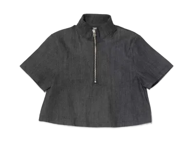 atmos pink High Neck Logo Short Sleeve Denim Top "Black"