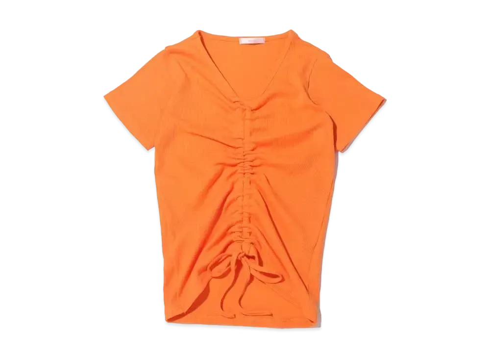 atmos pink Front Drawstring Ribbed T-Shirt "Orange"