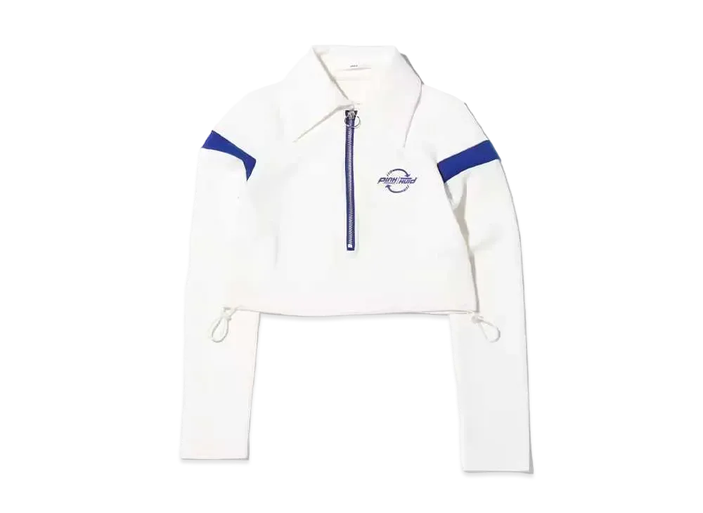 atmos pink Short Logo Zip Collar Tops "White"