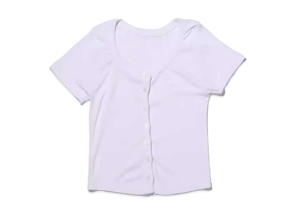 atmos pink Front Button Minimalist Tops "White"