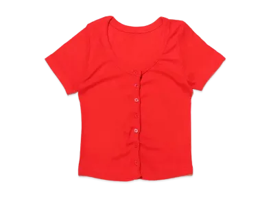 atmos pink Front Button Minimalist Tops "Red"