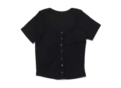 atmos pink Front Button Minimalist Tops "Black"