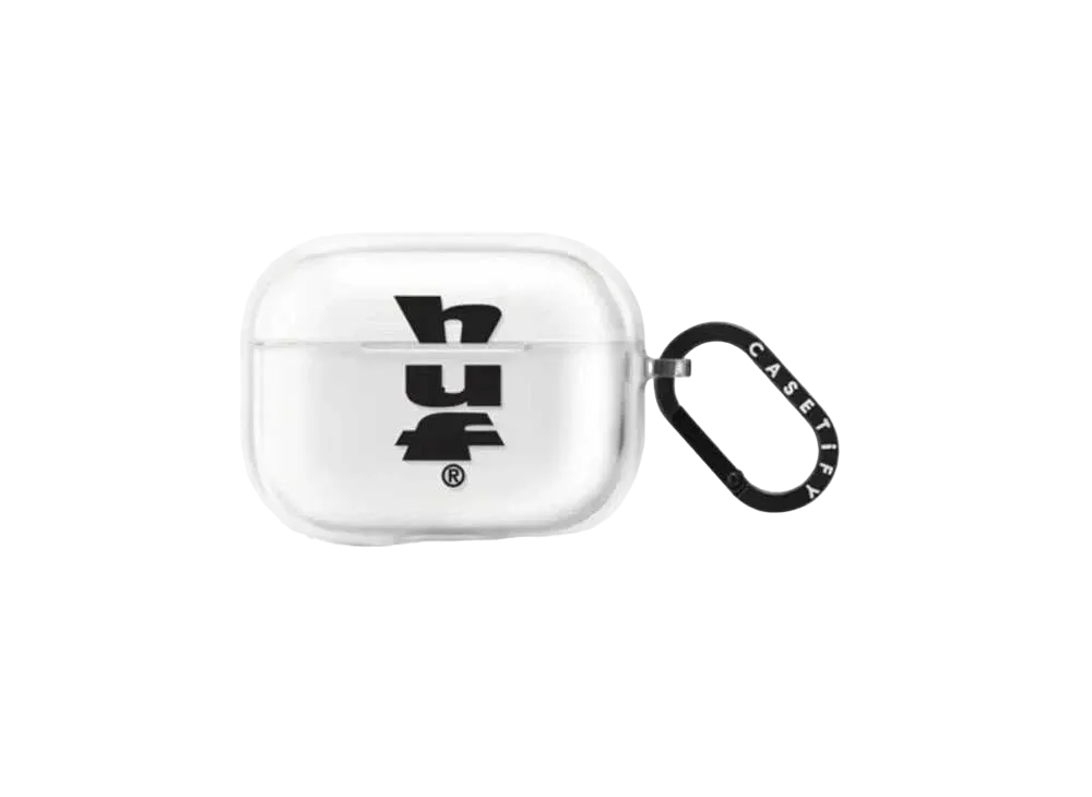 HUF x CASETiFY Black Logo Earbuds Case Impact Case (AirPods