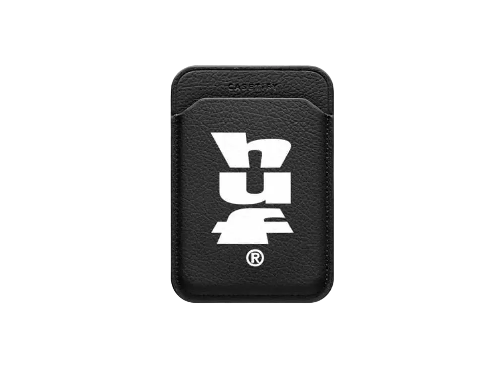 HUF x CASETiFY White Logo Snappy Leather Wallet "Black"