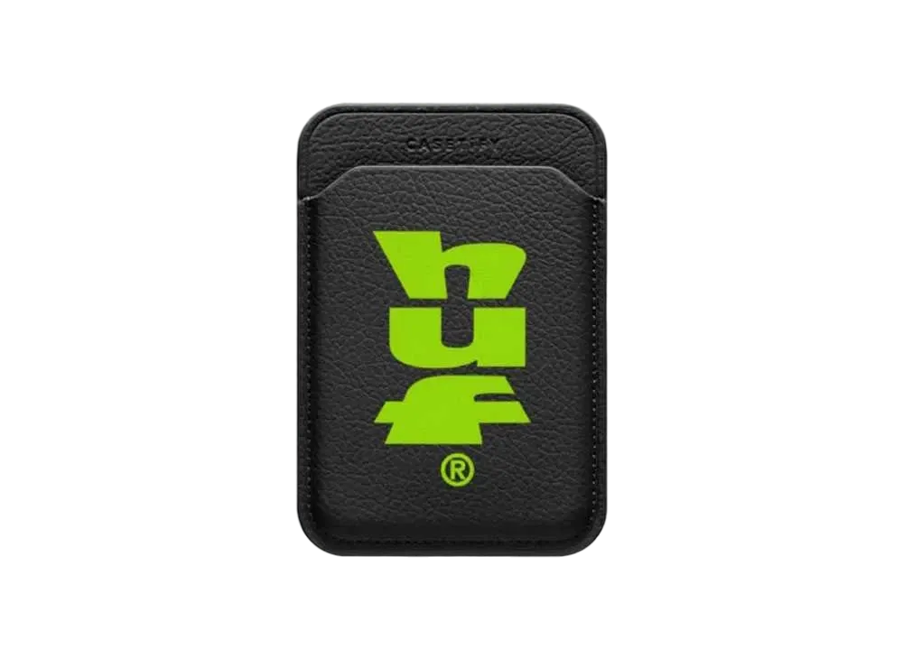 HUF x CASETiFY Green Logo Snappy Leather Wallet "Black"