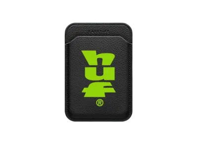 HUF x CASETiFY Green Logo Snappy Leather Wallet "Black"