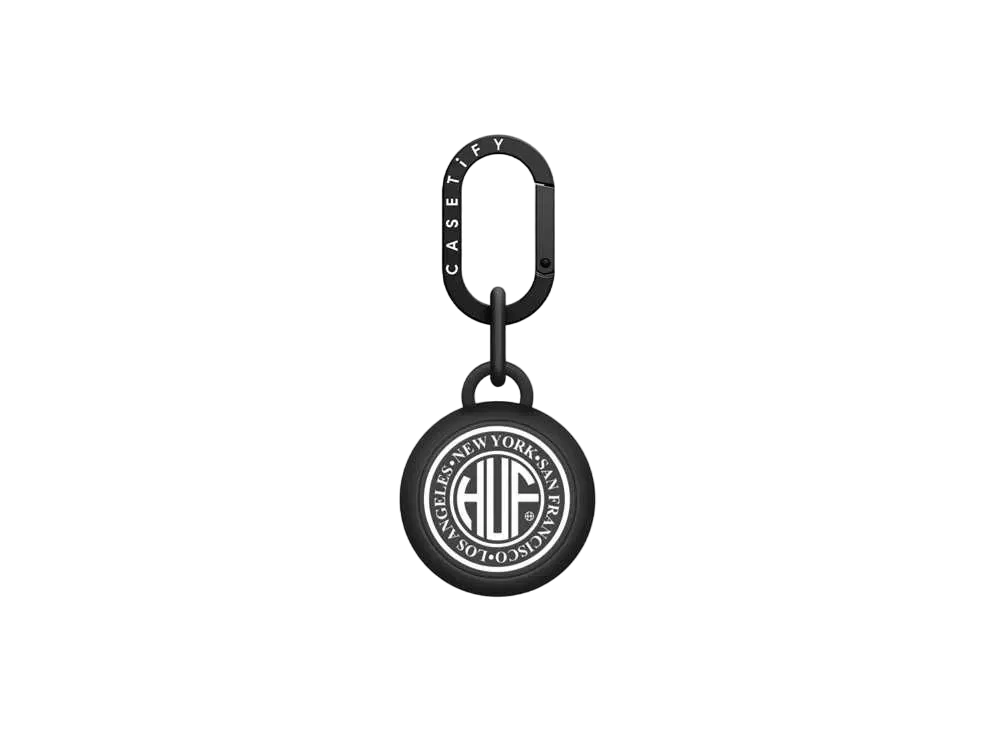 HUF x CASETiFY Black Logo Airtag Holder "Black"