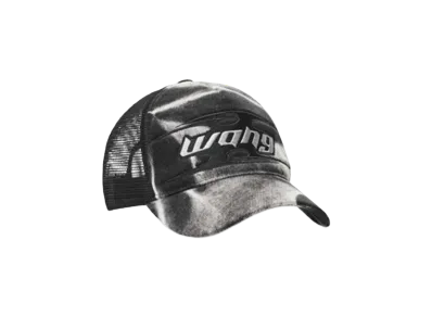 Alexander Wang Blade Logo Embroidery Cotton Trucker Hat "Black Acid Crush"