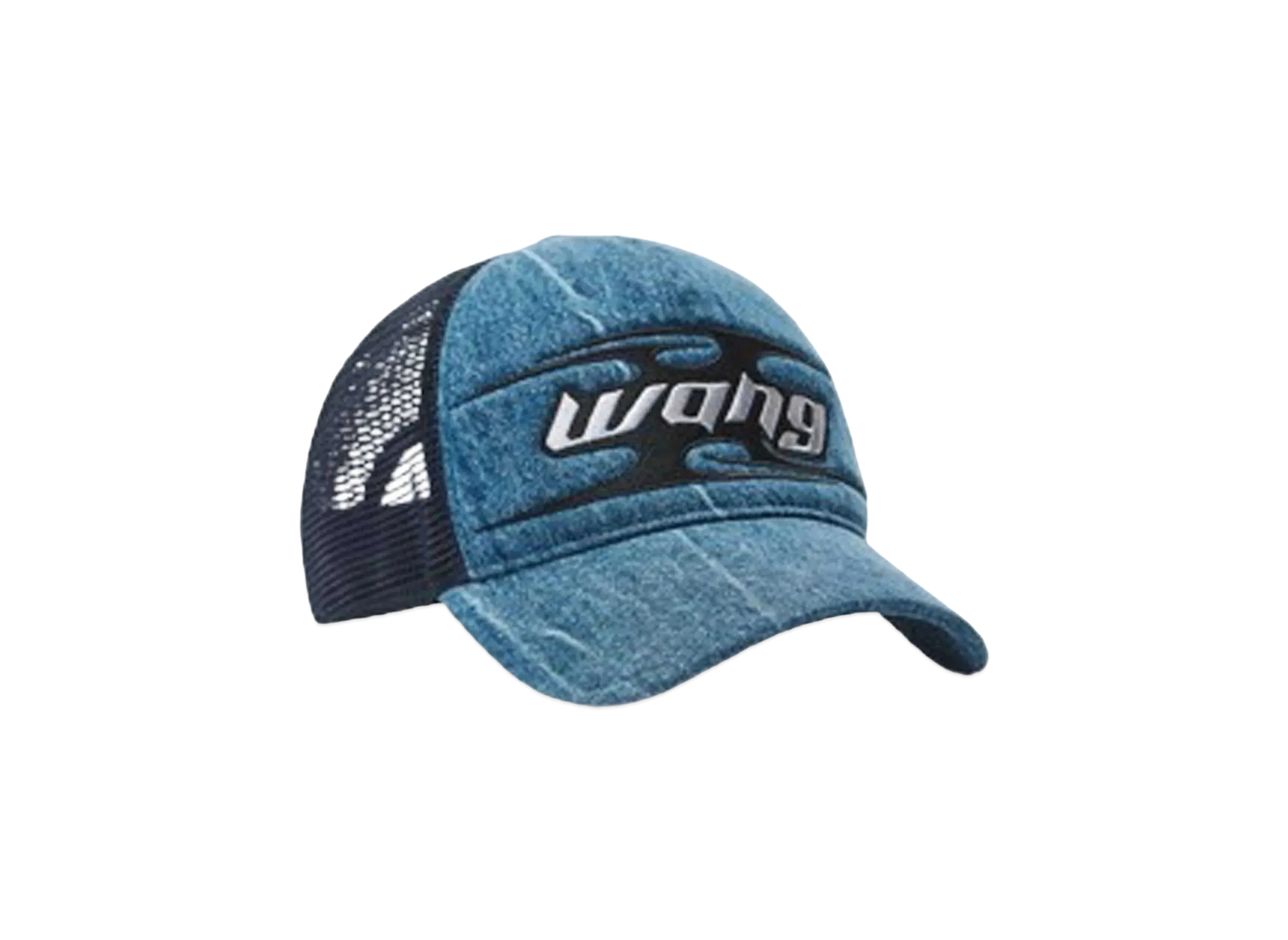 Alexander Wang Blade Logo Embroidery Cotton Trucker Hat "Tumbled Medium Indigo"