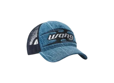Alexander Wang Blade Logo Embroidery Cotton Trucker Hat "Tumbled Medium Indigo"
