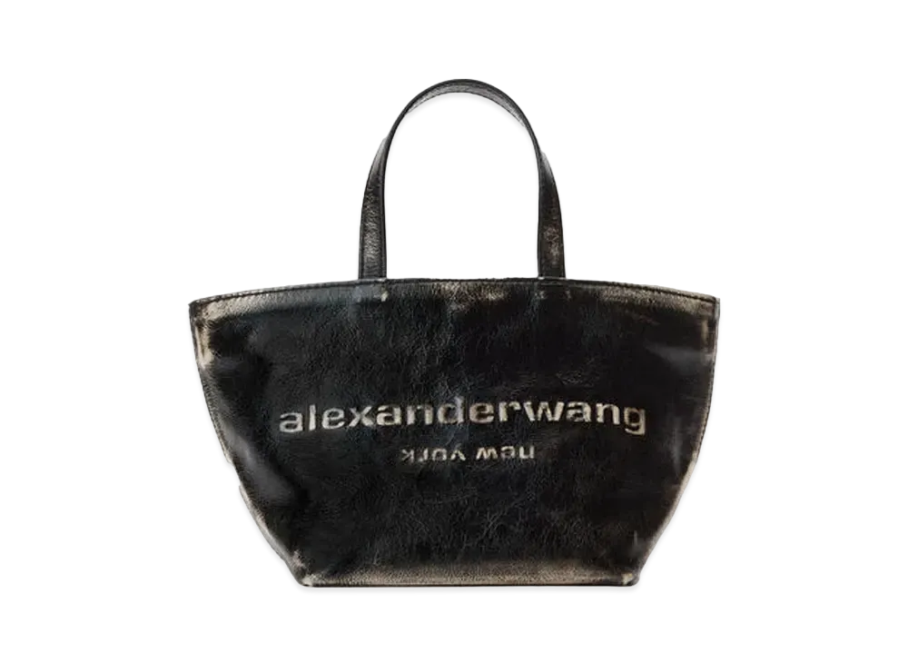 Alexander Wang Punch Brushed Effect Leather Small Tote "Black/Cream"