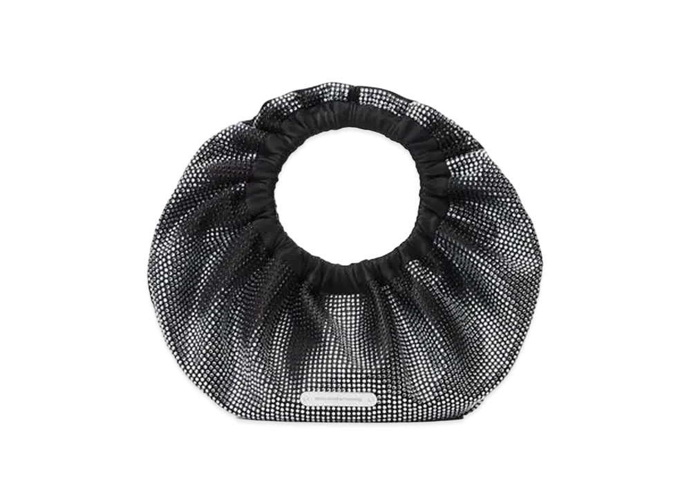 Alexander Wang Crescent Distressed Crystal Hotfix Mini Bag "Black/White"