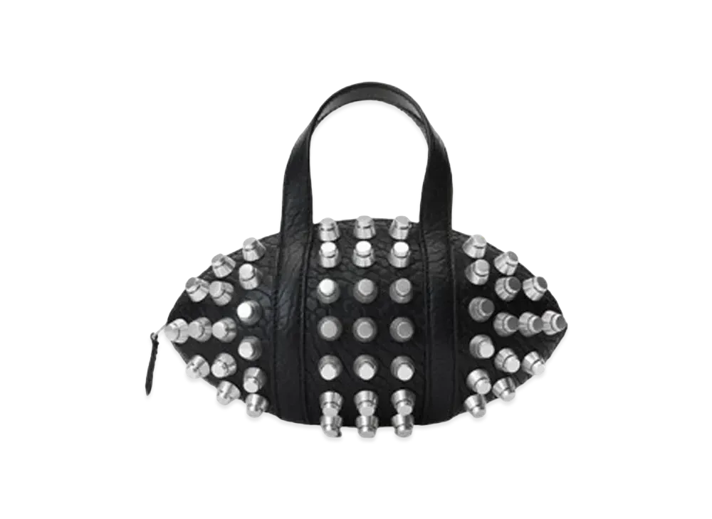 Alexander Wang Kong Trap Stud Lambskin Leather Hand Bag "Black"