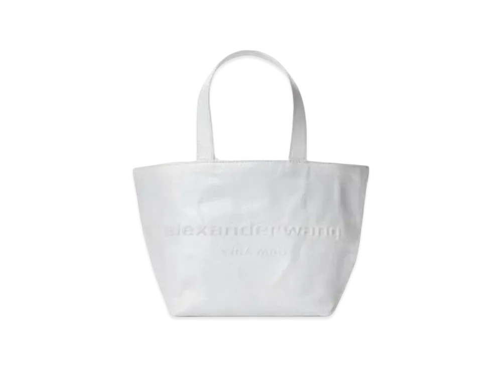 Alexander Wang Punch Crackle Patent Leather Small Tote "White"