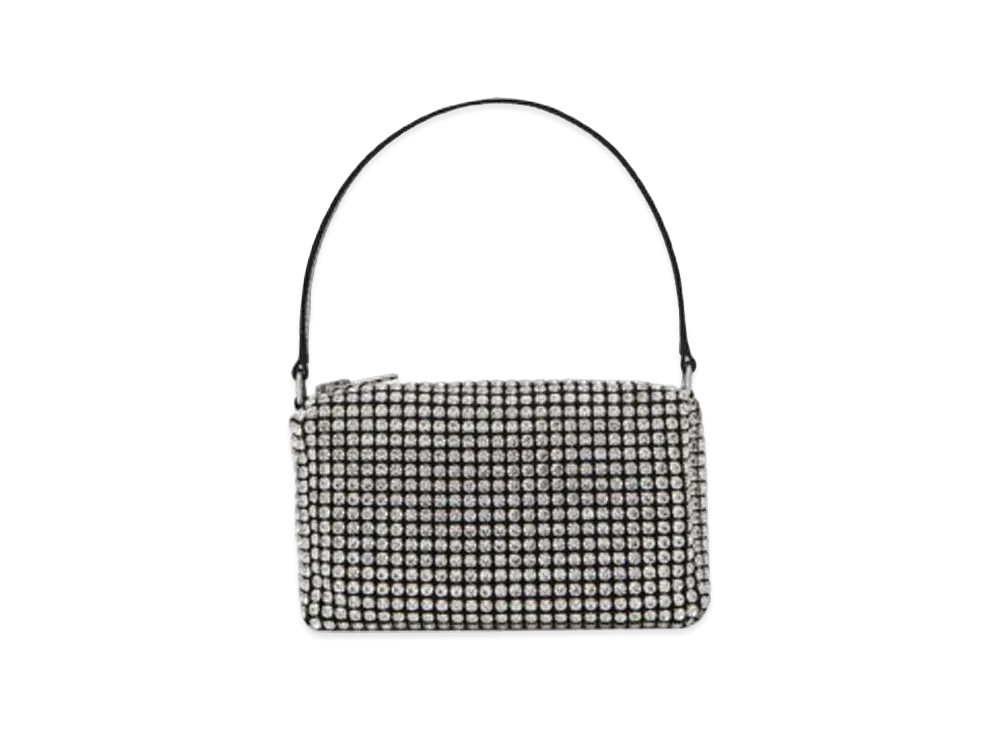 Alexander Wang Heiress Rhinestone Mesh Pouch "White"