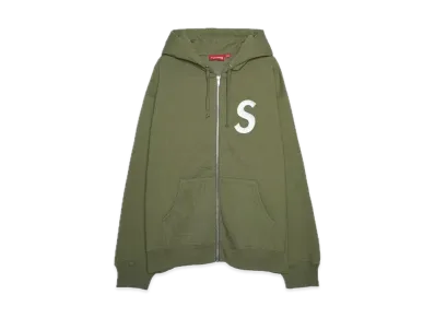Supreme S Logo Zip Up Hooded Sweatshirt "Light Olive"