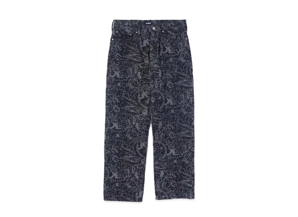 XLARGE DISCHARGE PRINT DENIM PANTS "BLACK"