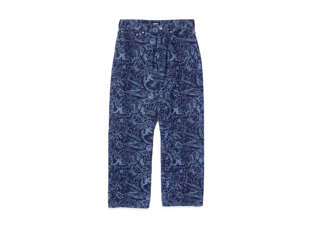 XLARGE DISCHARGE PRINT DENIM PANTS "INDIGO"