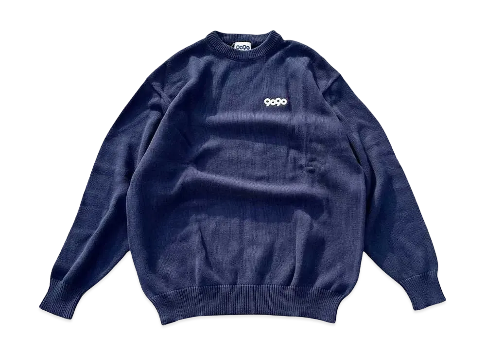 9090 9090 OG Logo Simple Crewneck Knit "Navy"
