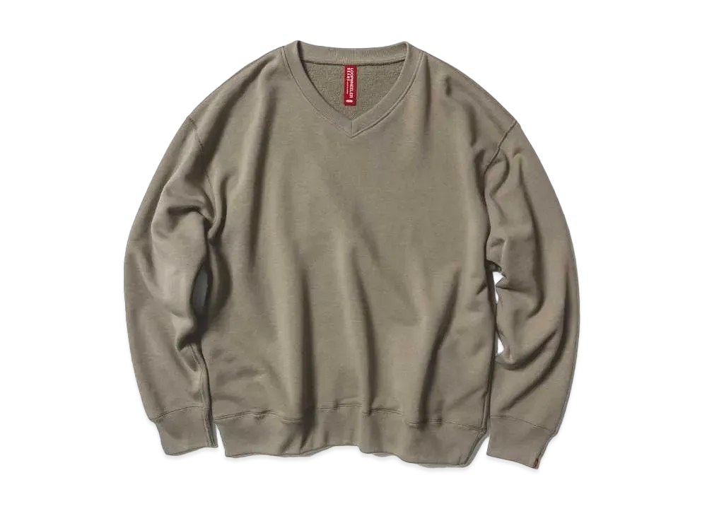 BEAMS JAPAN x LOOPWHEELER Exclusive Hanging Fleece V-Neck Sweatshirt "Cement"