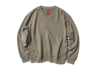 BEAMS JAPAN x LOOPWHEELER Exclusive Hanging Fleece V-Neck Sweatshirt "Cement"