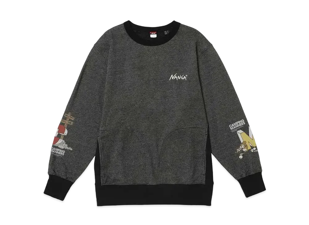 NANGA Eco Hybrid Camping Manners Rrc Sweatshirt(Unisex) "Blk"