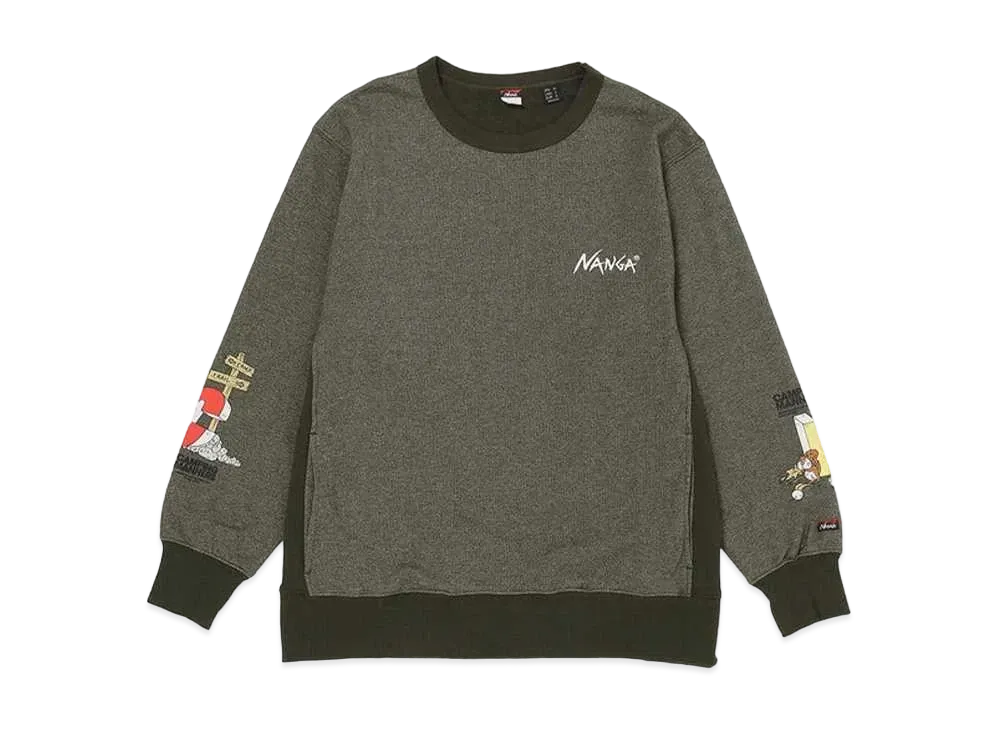 NANGA Eco Hybrid Camping Manners Wasps Sweatshirt(Unisex) "Khaki"